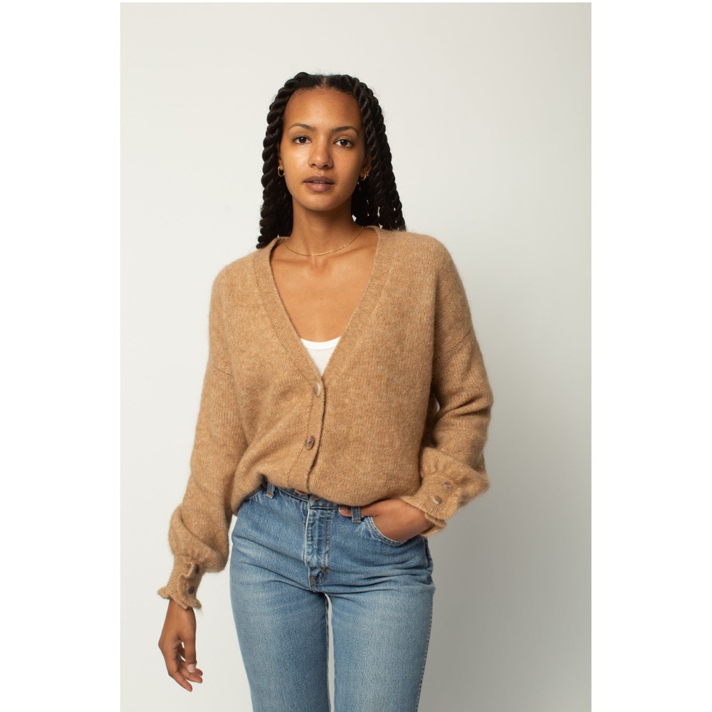 Sézane Paris Mia Button-Front Cardigan Sweater Mohair Wool Large fits XL - Picture 3 of 8